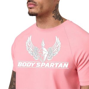 Men’s Pink Active Training T Shirt Short Sleeve Lightweight Breathable Running Fitness Workout Gym Casual Sportswear Tee - Product Image 4