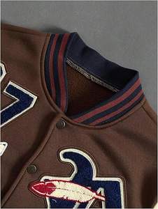 เสื้อแจ็คเก็ตเลตเตอร์แมนผู้ชายสำหรับฤดูหนาว ให้ความอบอุ่น สวมใส่สบาย คอตั้ง โลโก้ด้านหน้า กันลม คุณภาพสูง เป็นมิตรกับสิ่งแวดล้อม ราคาสมเหตุสมผล - Product Image 6