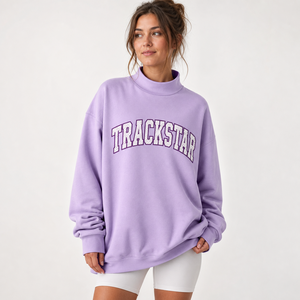 เสื้อสเวตเชิ้ตผ้าฟลีซปักลายวาร์ซิตี้ คอเต่า รุ่น Custom Lavender Polka Trackstar สำหรับผู้หญิง รหัสสินค้า TSI-MN-003 - Product Image 1
