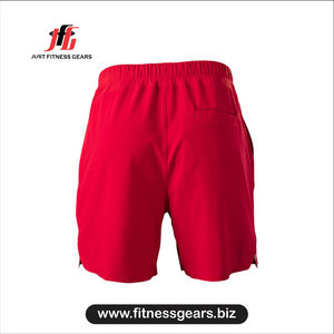 JUST FITNESS GEARS Shorts en polyester tricoté rouge pour homme, taille élastique, séchage rapide, shorts de sport - Product Image 2