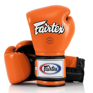 Guantes de Boxeo Fairtex de Piel de Vacuno Original Color Naranja Premium para Sparring, Competición, Muay Thai, MMA, Kickboxing, con Correa, para Gimnasio - Product Image 4