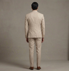 Traje de Safari Beige para Hombre, Corte Slim Fit, Tela TR, Pliegues Delanteros, Estilo Americano, Hecho en India, Calidad Premium, Gran Venta - Product Image 4