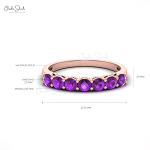 Top Wholesale Suppliers Authentic 0.70 Cts Prong Set African Amethyst Seven <b>Stone</b> Ring in Solid 14k Rose Gold Stackable Jewelry - Product Image 2