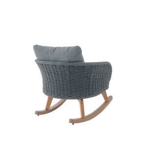 Set di 2 sedie a dondolo contemporanee in vimini grigio da 29,5 pollici, struttura in legno resistente, morbidi cuscini in poliestere, design minimalista, perfetto! - Product Image 6