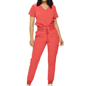 Ensemble deux pièces pour femmes, hauts à manches courtes à col en V, pantalon de jogging, ensemble de blouses médicales élastiques à séchage rapide pour infirmières - Product Image 1