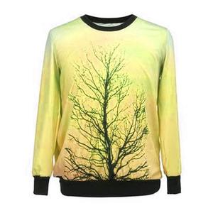 เสื้อสเวตเชิ้ตคอกลมผู้ชาย ลายต้นไม้สีเหลือง ทรงปกติ ลำลอง ผ้าถักโพลีเอสเตอร์ สไตล์ฤดูใบไม้ผลิ - Product Image 1
