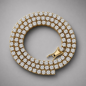Collar SHREYA DIAM de Plata de Ley 925 con Perlas de Agua Dulce y Moissanita, Cadena de Eslabones Tipo Tenis, Corte Brillante, Romántico, en Plata/Oro/Rosa - Product Image 3
