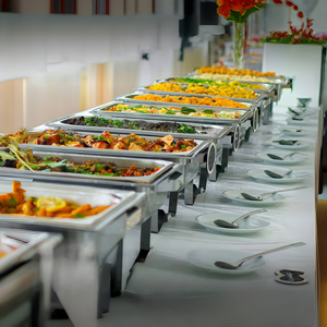 Recipientes para calentar comida para hoteles, restaurantes, fiestas y bodas, juego de buffet de acero inoxidable con calentador de alcohol - Product Image 3