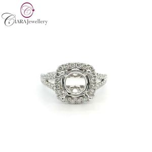 NUEVO MODELO DE LUJO, ANILLO CLÁSICO HALO DE DIOCHOLES EN ALEACIÓN DE ORO DE 18K (AU750) CON DIAMANTES NATURALES REALES BLANCOS/Amarillos, BANDA DIVIDIDA, FORMA REDONDA, 0.56CT, PARA BODA/FIESTA - Product Image 1