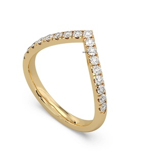 Anillo de Boda con Diamante Cultivado en Laboratorio, Corte Redondo en Forma de V, Oro de 10K, 14K, 18K, Plata de Ley 925, 935, Joyería Fina - Product Image 3