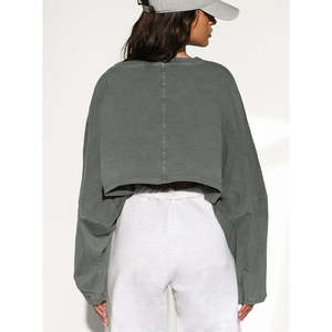 Sudadera con Capucha Corta Personalizada con Bordado, Cuello Redondo, Lisa, OEM 2026, para Mujer - Product Image 5