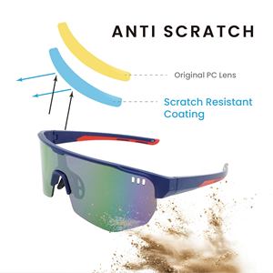 SU1709A Unisex High Quality UV400 Tinted Half Frame Sport Sunglasses <b>Scratch</b> Resistance Adjustable Nose Bridge ANSI/ISO - Product Image 5