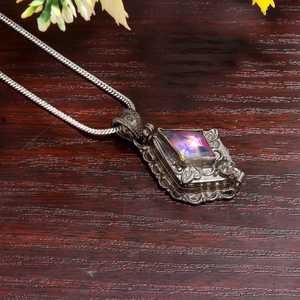 NIKHIL GEMS Aurora <b>Opal</b> Skull Locket <b>Pendant</b> Black Rhodium Sterling Silver Vintage Jewelry Gift Third Party Certified Engagement - Product Image 6