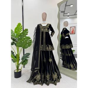 Party Wear Top-Bottom and Dupatta Set XL Size with Thread and Sequence Work - Product Image 2