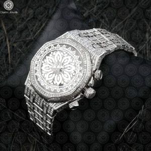 Charm Jewells Luxury Stainless Steel Watch Polygon Case 42mm Analog Quartz <b>Chronograph</b> Men's Fashion Fold Clasp - Product Image 1