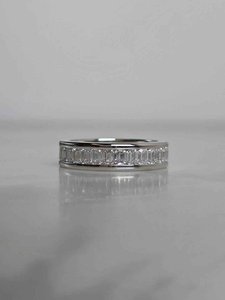 14K White Gold Emerald Cut Moissanite Eternity Wedding Band VVS1 D Color Full Eternity Anniversary <b>Ring</b> for <b>Men</b> Women - Product Image 3