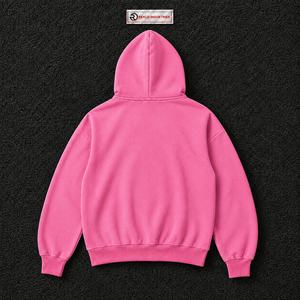 Sweat-shirt à capuche rose personnalisé avec fermeture éclair, motif croix gothique et lettres AB, style streetwear unisexe pour hommes et femmes - Product Image 6