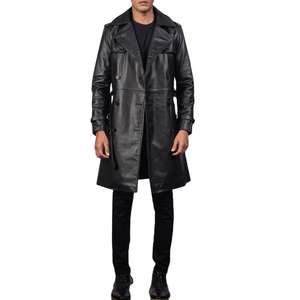 Abrigo de Cuero Largo para Hombre, Estilo Trench, Moda al por Mayor, Ropa de Invierno 2026, Hecho a Medida, Alta Calidad, Corte Ajustado, Bolsillos Laterales - Product Image 2