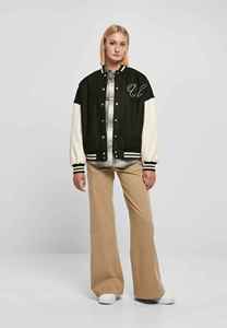 Veste universitaire noire pour femme avec broderie de lettres blanches sur les manches, coupe classique, pour l'automne - Product Image 4