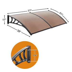 200 X 100 Household Rain Cover Eaves Canopy Brown and <b>Black</b> <b>Bracket</b> for Door and Window Sun Shelter (Same As 72908277) - Product Image 6