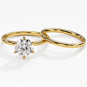 Anillo de Compromiso y Alianza de Boda de Oro Blanco de 14K con Moissanita, Certificado por GRA, Joyería Nupcial al por Mayor - Product Image 1