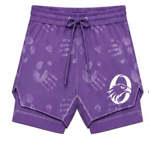 Purple White <b>Swim</b> Set Sleeveless Racerback Tank <b>Top</b> with Matching Shorts Lightweight Quick Dry Training Performance Swimwear - Product Image 5