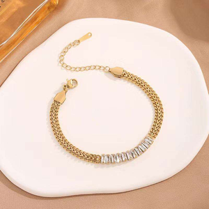 Pulsera de tenis de moissanita en tono dorado con eslabones gruesos, joyería de lujo para mujer, regalo elegante - Product Image 2