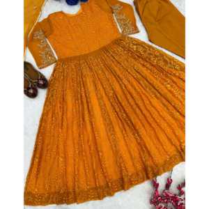 Elegante Vestido Anarkali de Diseñador con Pantalón y Dupatta, Vestidos de Noche Elegantes para Fiestas - Product Image 4