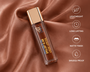 FLYY Rouge à Lèvres Liquide Mat Opulent Glamour Longue Tenue Hydratant aux Herbes et Vitamine E Format Voyage Luxe Marron Chocolat - Product Image 4