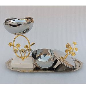 Ensemble de brûleurs d'encens en acier inoxydable de style arabe moderne et luxueux, 3 pièces, de bonne qualité pour la maison, propriétés aromatiques, emballé dans un carton - Product Image 1