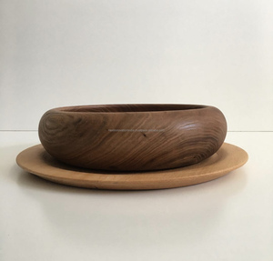 Cuenco grande de madera de acacia sostenible hecho a mano, vajilla desechable única para fiestas, fideos de sopa ecológicos para servir - Product Image 1
