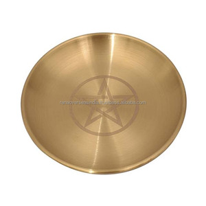 จานบูชาสแตนเลสสตีลแกะสลักลายทองรูปดาวห้าแฉก เป็นมิตรกับสิ่งแวดล้อม ใช้ได้หลากหลายสำหรับพิธีกรรมและตกแต่ง - Product Image 2