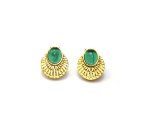 Pendientes de latón con múltiples gemas, chapados en oro, de forma ovalada, para mujeres y unisex, para ocasiones especiales. - Product Image 2