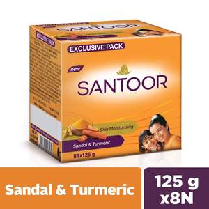 SANTOOR <b>SOAP</b> for BATH for GLOWING SKIN SANDALWOOD and TURMERIC BATH SAP SOFT SKIN MOISTURIZER SKIN WITH NEW FRAGRANCE for EXPORT - Product Image 2