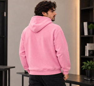 <b>Men's</b> Shamsher Sports Custom <b>Pink</b> Pullover Hoodie Chenille Varsity Lettering Kangaroo Pocket Fleece Fabric Breathable - Product Image 4