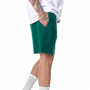 Shorts Bermuda en coton vert uni pour homme, taille à cordon, vêtements décontractés - Product Image 5