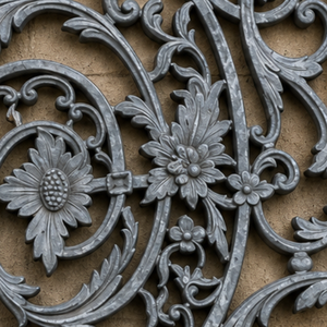 Ornate Cast Iron Balcony Panel Decorative Wrought Iron Grill Vintage Architectural Grille Metal <b>Wall</b> Decor Floral Scrollwork - Product Image 2