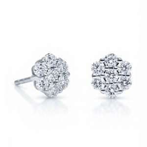 Boucles d'oreilles clous en or blanc 18 carats avec diamants de laboratoire taille brillant rond, style classique, prix de gros directement du fournisseur, bijoux - Product Image 2