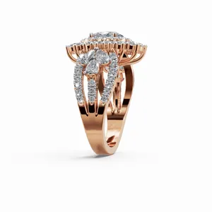 Anillo de Diamantes Cleopatra Halo de 75 Piezas con Múltiples Piedras Cultivadas en Laboratorio de Royal Design, Joyería de Oro de Lujo India para Mujer, Certificación IGI - Product Image 2
