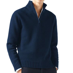 <b>Men's</b> Solid Color Wool 1/4 Zip <b>Turtleneck</b> Cardigan Regular Sleeve Anti-Pilling Winter Wear Long Sleeve Knitted <b>Sweater</b> - Product Image 2