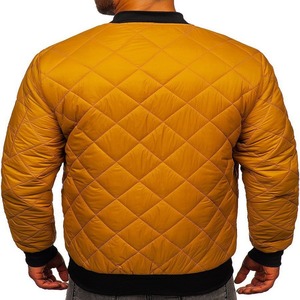 เสื้อแจ็คเก็ตบอมเบอร์บุผ้าสำหรับผู้ชาย สีเหลืองมัสตาร์ด ปิดด้วยซิป สวมใส่สบาย กันลม บุด้วยโพลีเอสเตอร์ เหมาะสำหรับใส่ในฤดูใบไม้ร่วง - Product Image 3