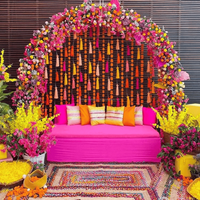 Hiasan Pintu Rumbai Multiwarna India, Garland Meriah untuk Pesta Natal, Pernikahan & Acara Haldi, Karangan Bunga & Garland Natal