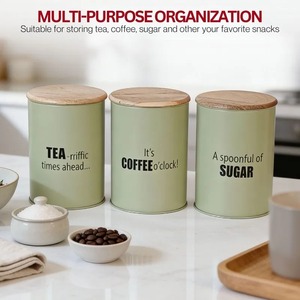 Factory Direct Wholesale Handcrafted <b>Stackable</b> Portable Metal Kitchen Canister Set Tea Coffee Sugar <b>Storage</b> <b>Containers</b> Vintage - Product Image 6