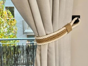 Jute & Cotton Rope Curtain Tieback: Nautical Decor - Product Image 2
