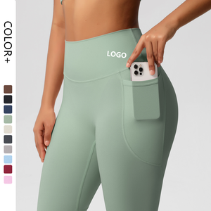 Women's Drawstring Yoga Leggings <b>Tummy</b> <b>Control</b> for Full Length Color Blocking Outdoor Running - Product Image 2