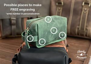 Trousse de Toilette Homme en Cuir Véritable Faite à la Main, Trousse de Voyage, Trousse de Rasage, Pochette de Toilette, Prix d'Usine en Gros TYG-0261 - Product Image 5