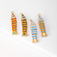 Pendentifs QIKU en émail plaqué or, motif poisson, avec strass, pour la fabrication de bijoux, à porter au quotidien pour femmes, faible MOQ