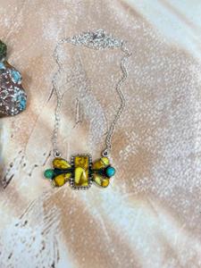 Handmade <b>Honey</b> Dahlia Kingman Turquoise Necklace Sterling Silver Boho Southwestern Jewelry Gift for Her - Product Image 3