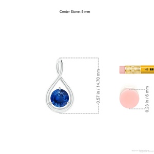 Collar con Colgante Minimalista de Oro Sólido de 14k con Forma de Infinito Trenzado, con Zafiro Azul Natural de Corte Redondo, Cadena con Eslabones - Product Image 2