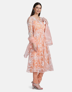 Costume Anarkali pour femme très demandé, manches 3/4, en crêpe filet semi-couturié, pour les occasions de fête et de mariage - Product Image 4